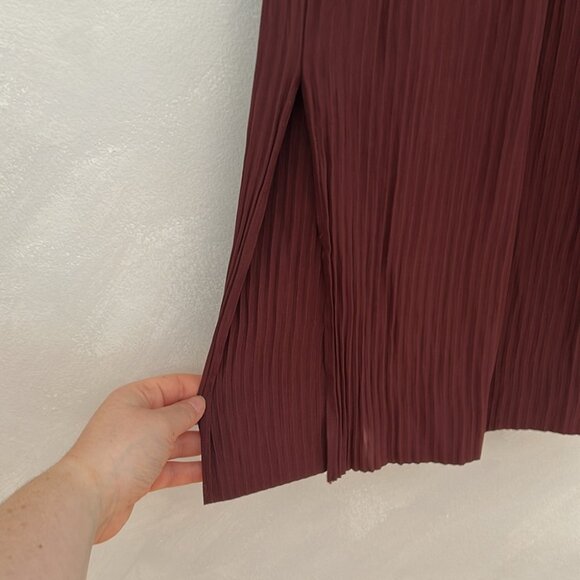 Aritzia Wilfred small Twirl Midi Pleated Skirt High Rise Brown espresso mocha - Picture 3 of 6